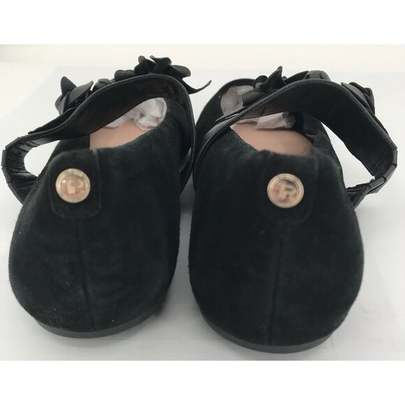 Taryn Rose Flats Shoes Womens Size 8.5 B Feliciane Black Suede Floral Strap - Picture 6 of 10
